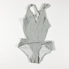 Devon Windsor Cora One Piece Swim Bathing Suit Twist Detail Silver Shimmer M