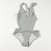 Devon Windsor Cora One Piece Swim Bathing Suit Twist Detail Silver Shimmer M
