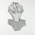 Devon Windsor Cora One Piece Swim Bathing Suit Twist Detail Silver Shimmer M