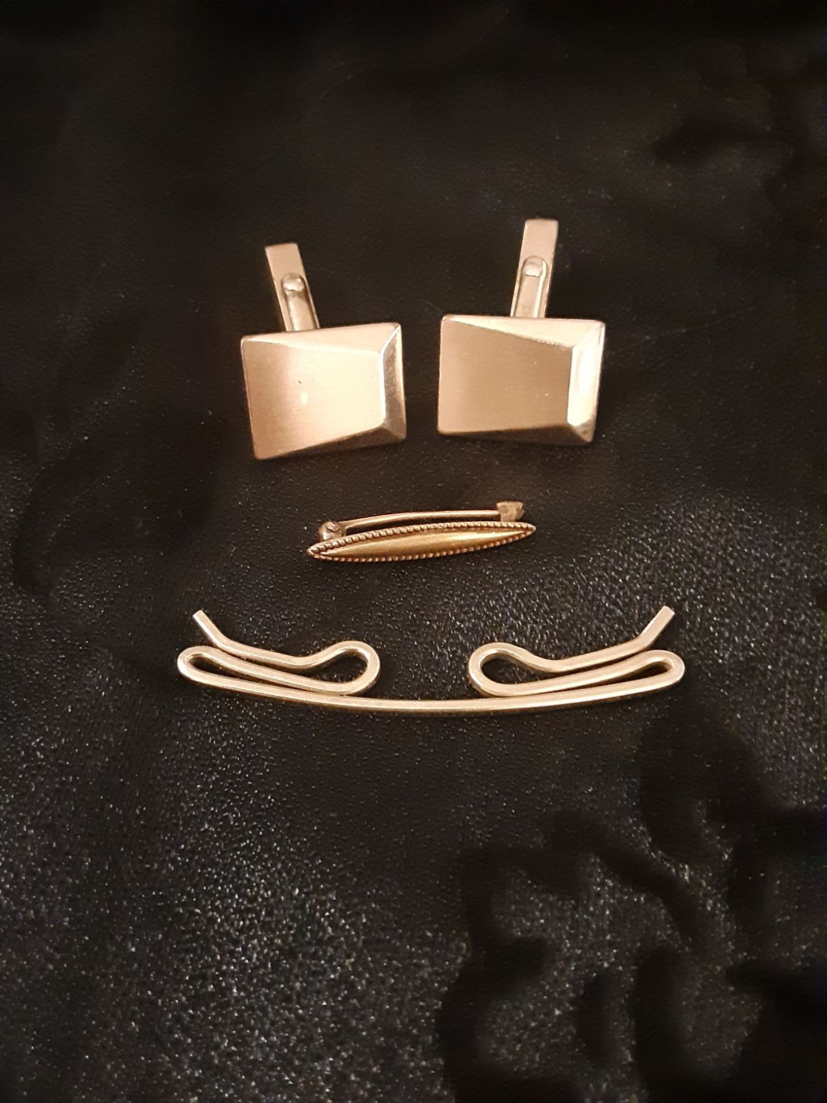 SWANK GF CUFFLINKS + 14K TIE PIN + GF TIE BAR