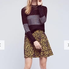 Anthropologie Maeve Size Medium Eliza Knit Yellow Black Tapestry Circle Skirt