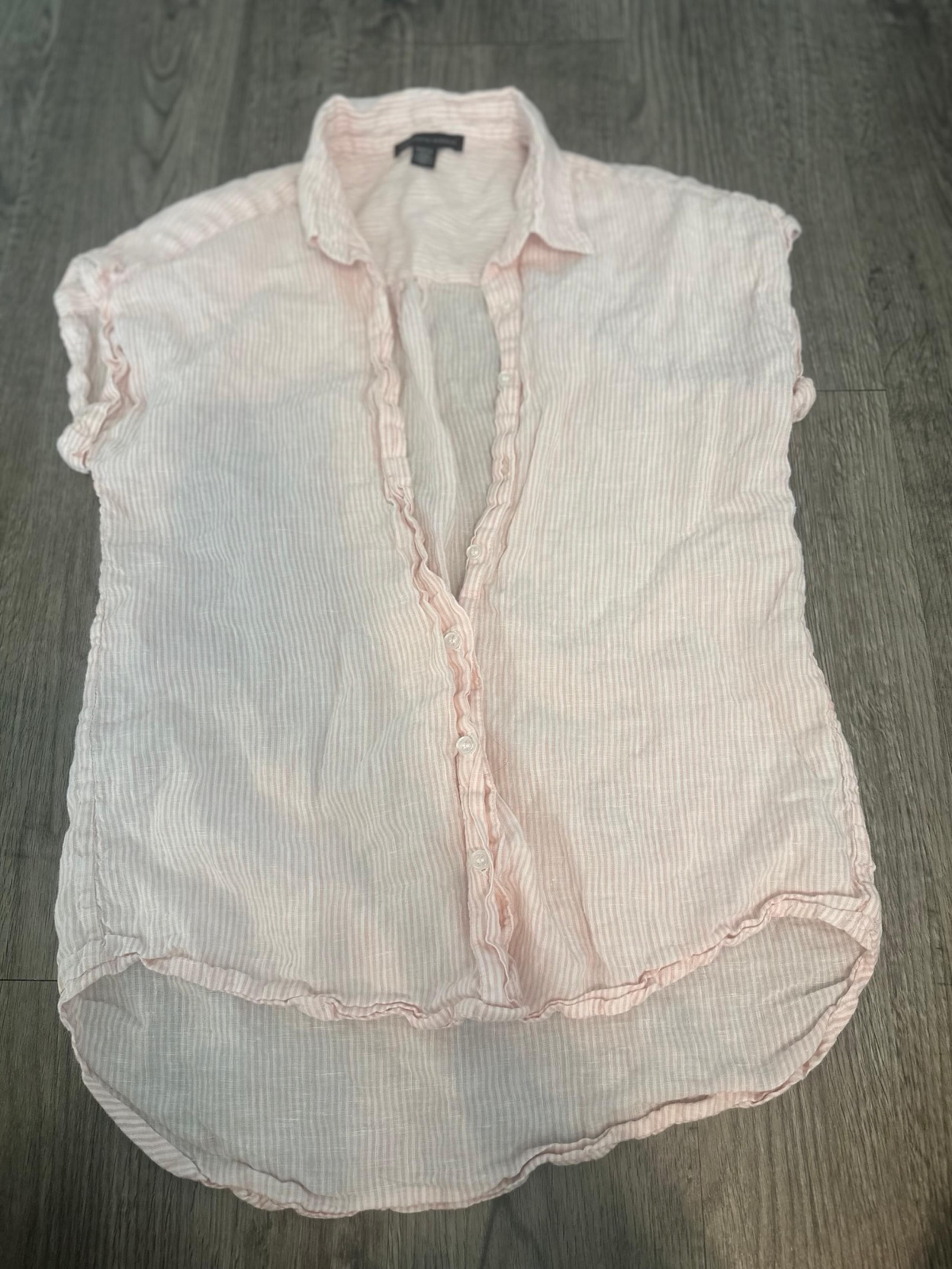 SAKS FIFTH AVENUE WOMEN CASUAL STRIPED PINK WHITE SLEEVELESS SHIRT BLOUSE SMALL