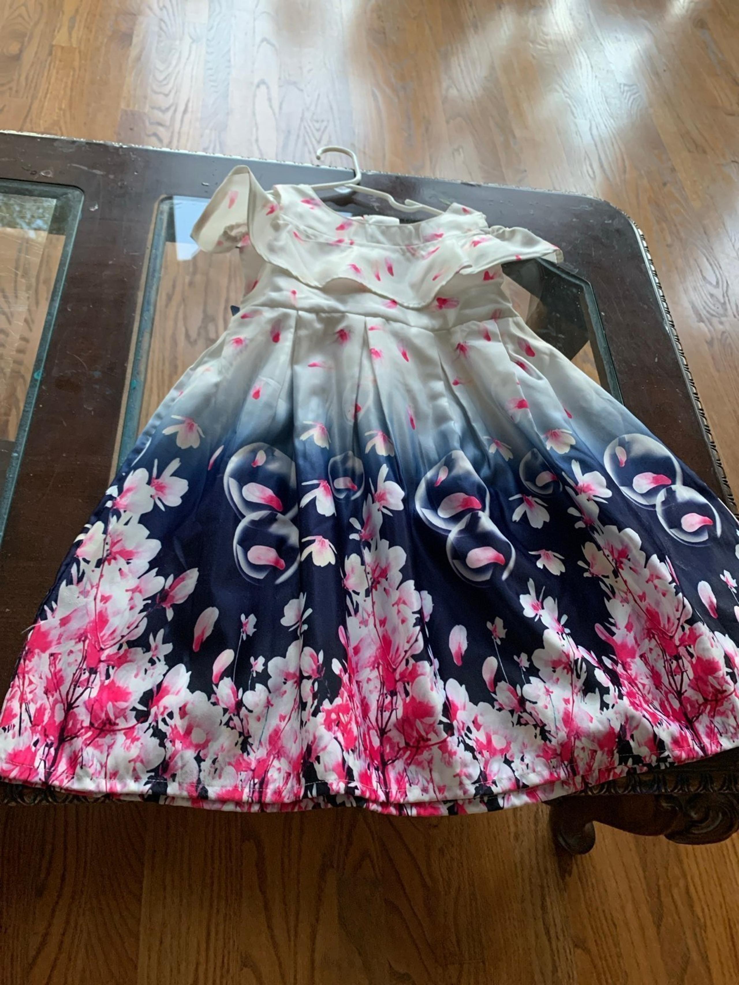 Girls frock white and pink, blue