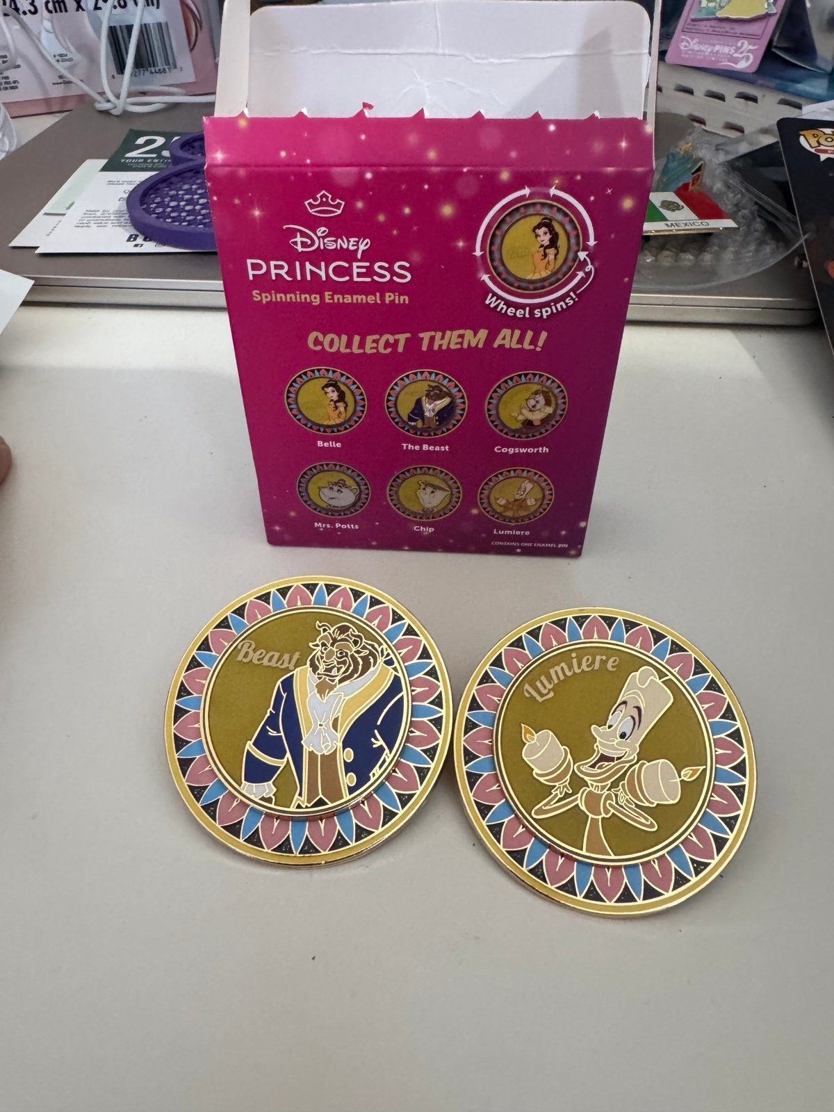 Disney Beauty and the Beast Dining Plates Spinning Blind Box Enamel Pin