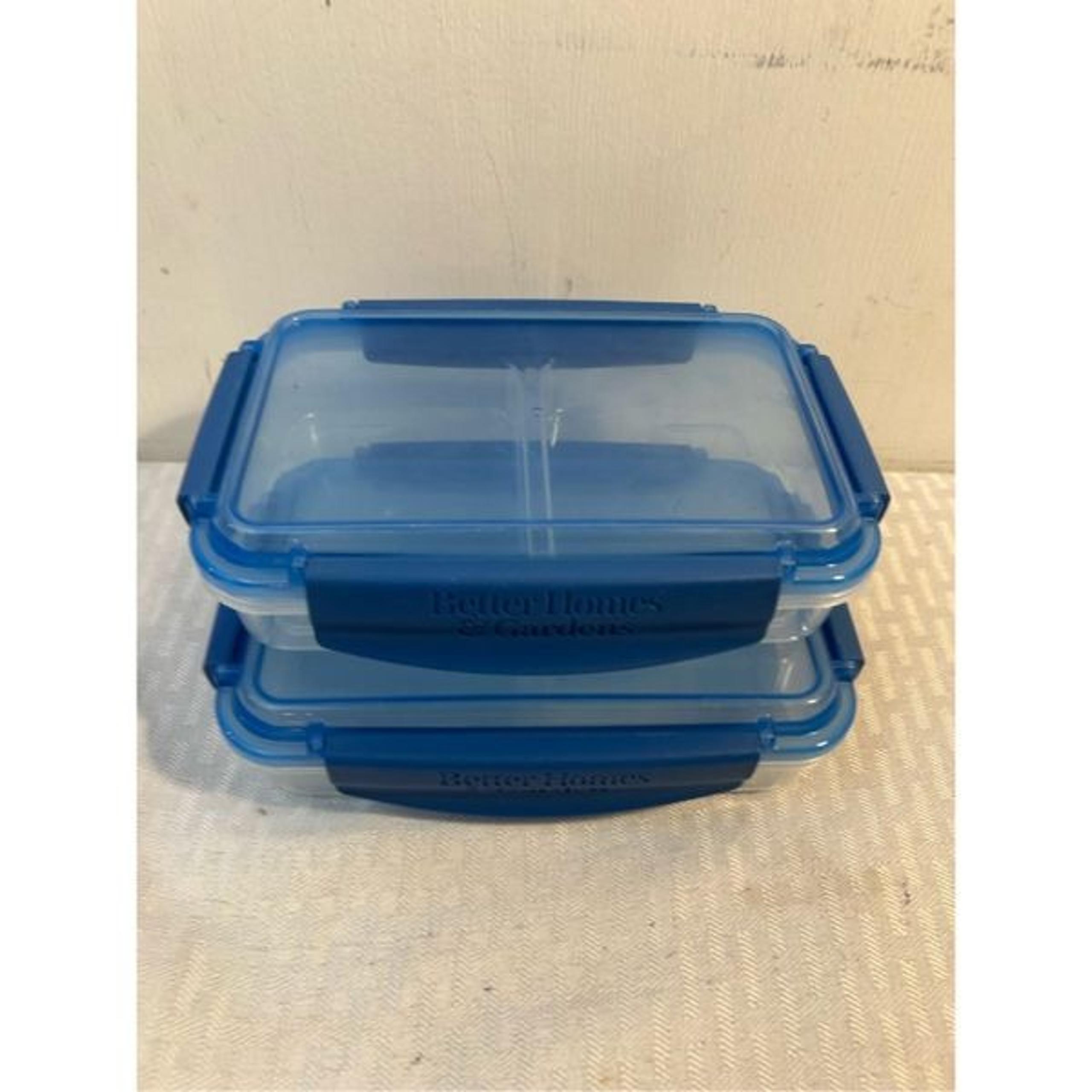 2 Better homes garden blue replacement divided food containers 7x4"