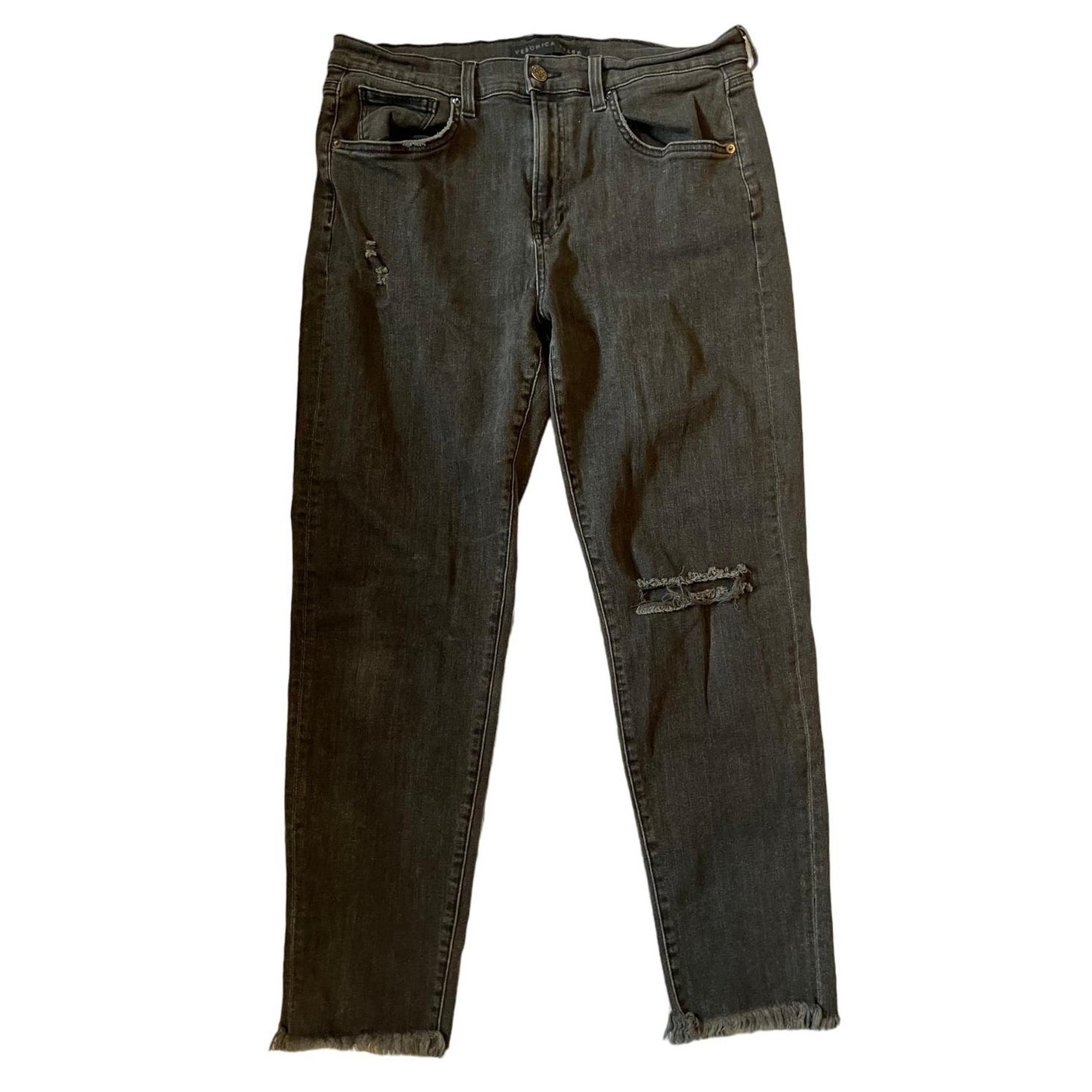 Veronica Beard Women's Black Jeans Size 30/10 Benzi MidRise Crop Fray