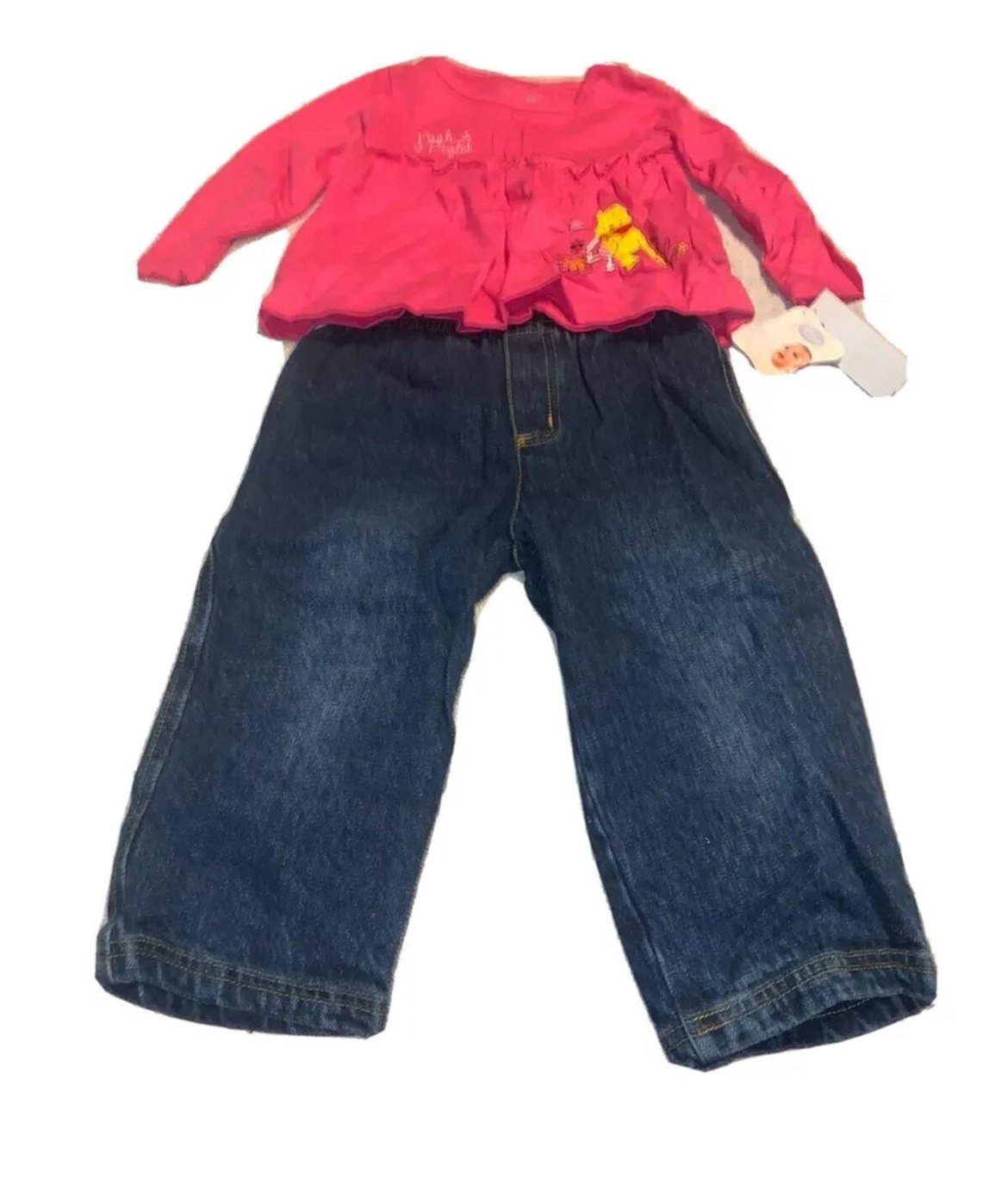 NWT Disney Baby Girl 2 Pc Set Shirt Pant Jeans Levi Sz 24 Month Pink Winnie Pooh