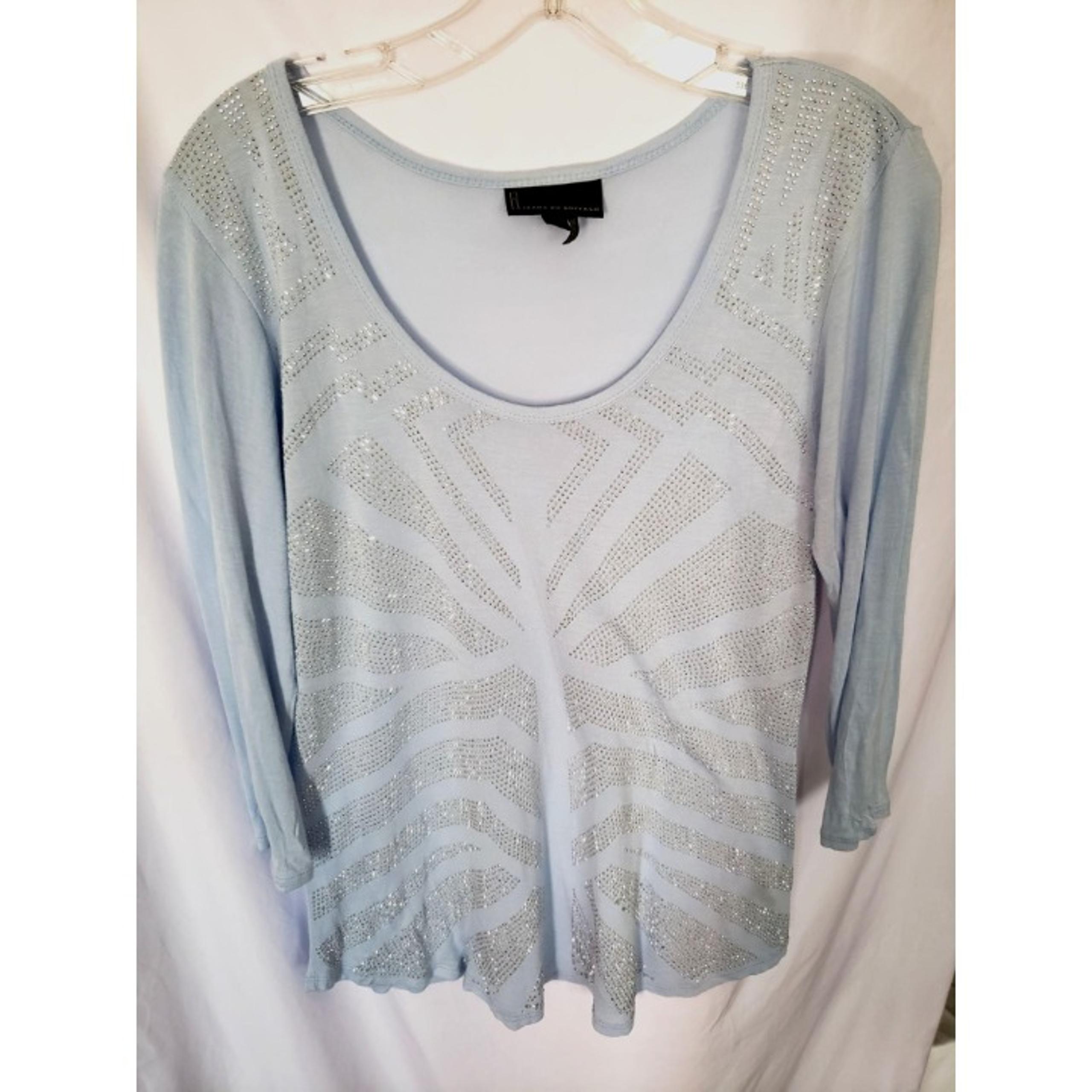 JEANS BY BUFFALO LADIES BLOUSE LG BLUE SPARKLE
