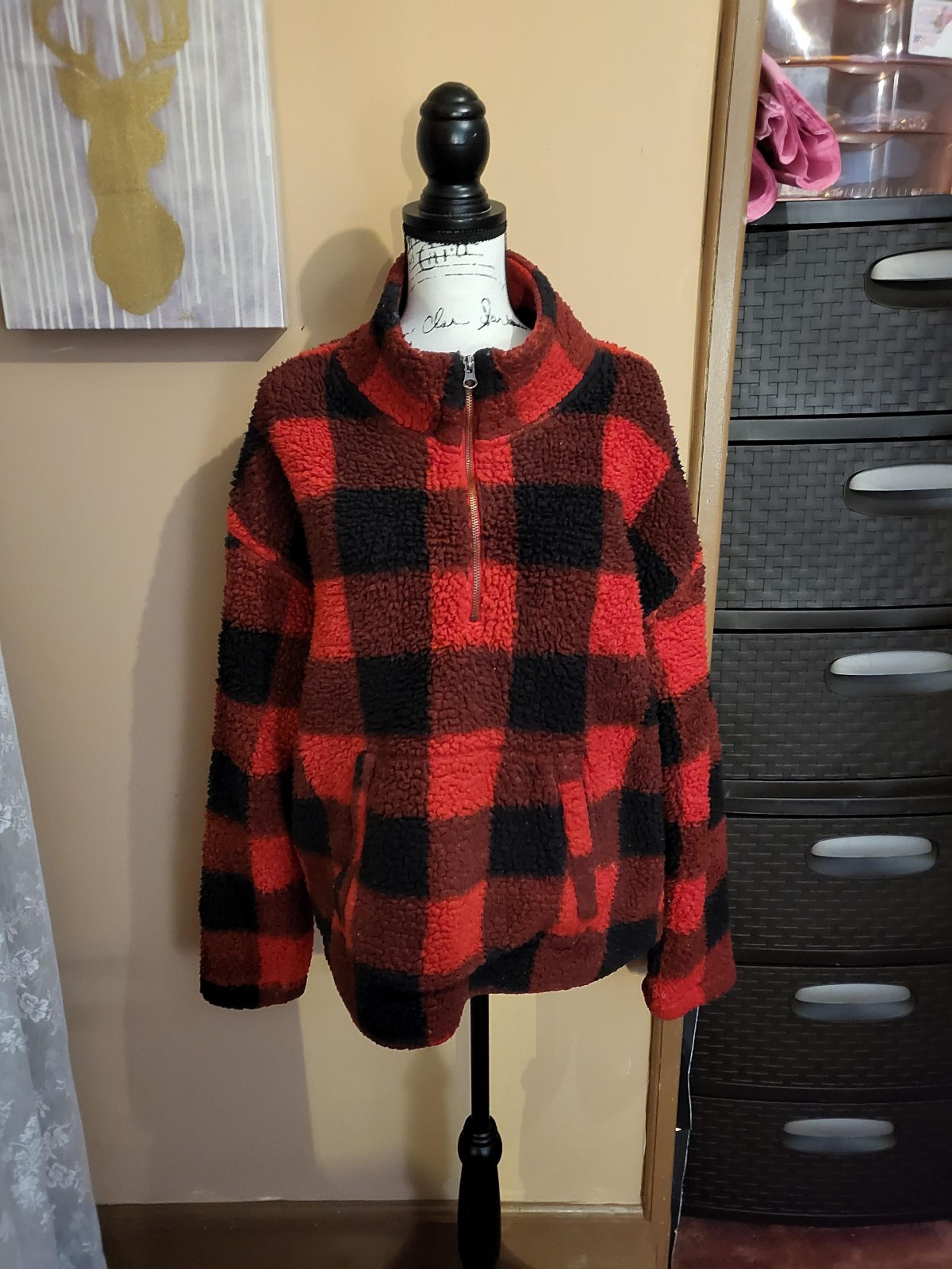 Red Buffalo Plaid Sherpa Sweatshirt