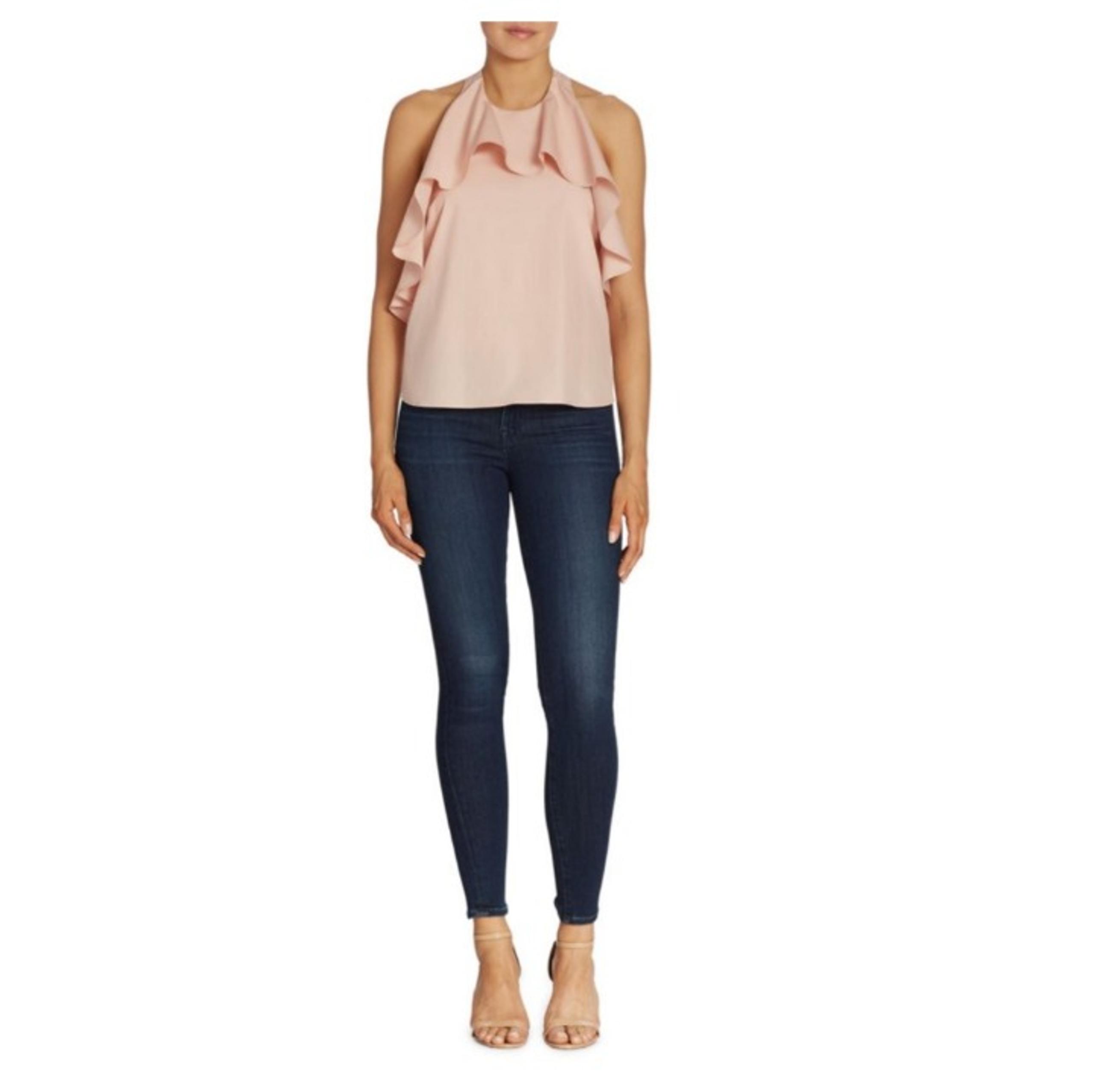 Alice & Olivia Blush Ruffled Halter Top