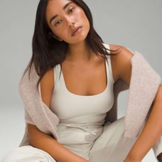 Lululemon Wundermost Ultra-Soft Nulu Square-Neck Sleeveless Bodysuit Bone XS NWT