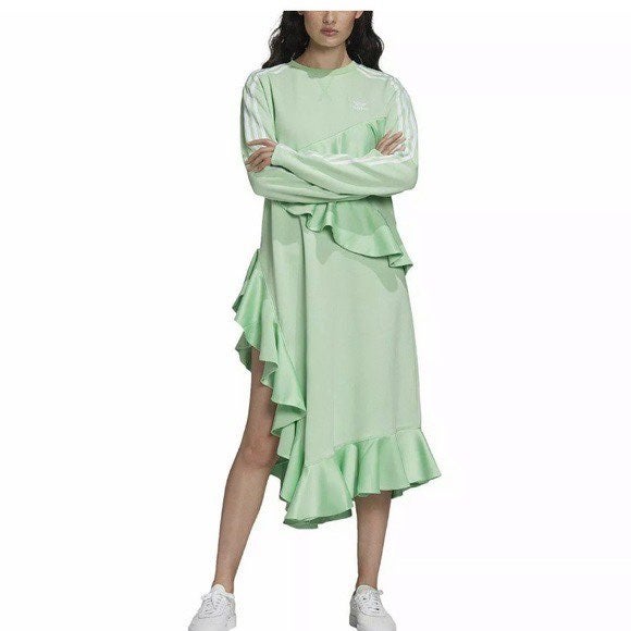 NWT Adidas x J Koo Green Ruffle Dress