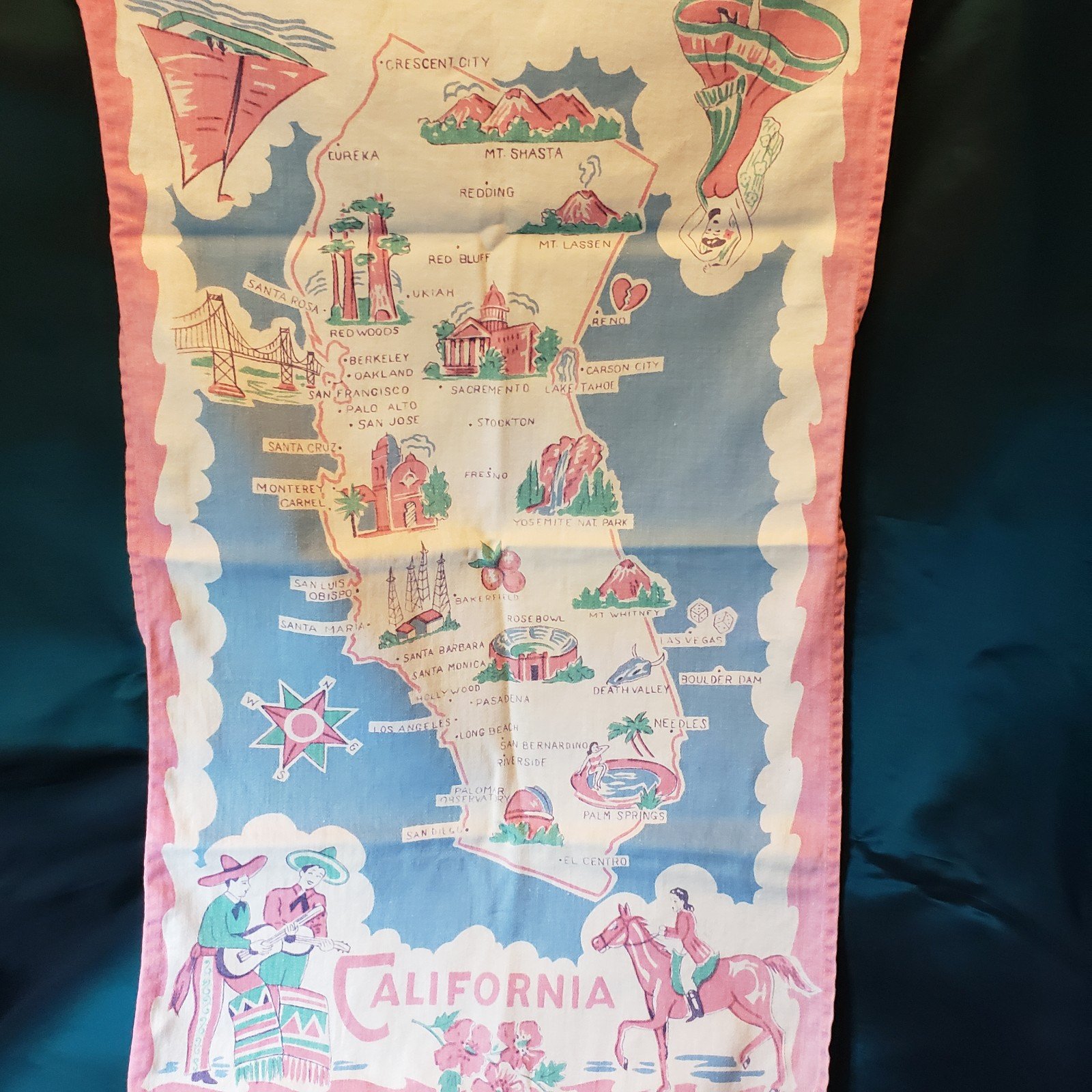 Vintage Map of California Dish Towel