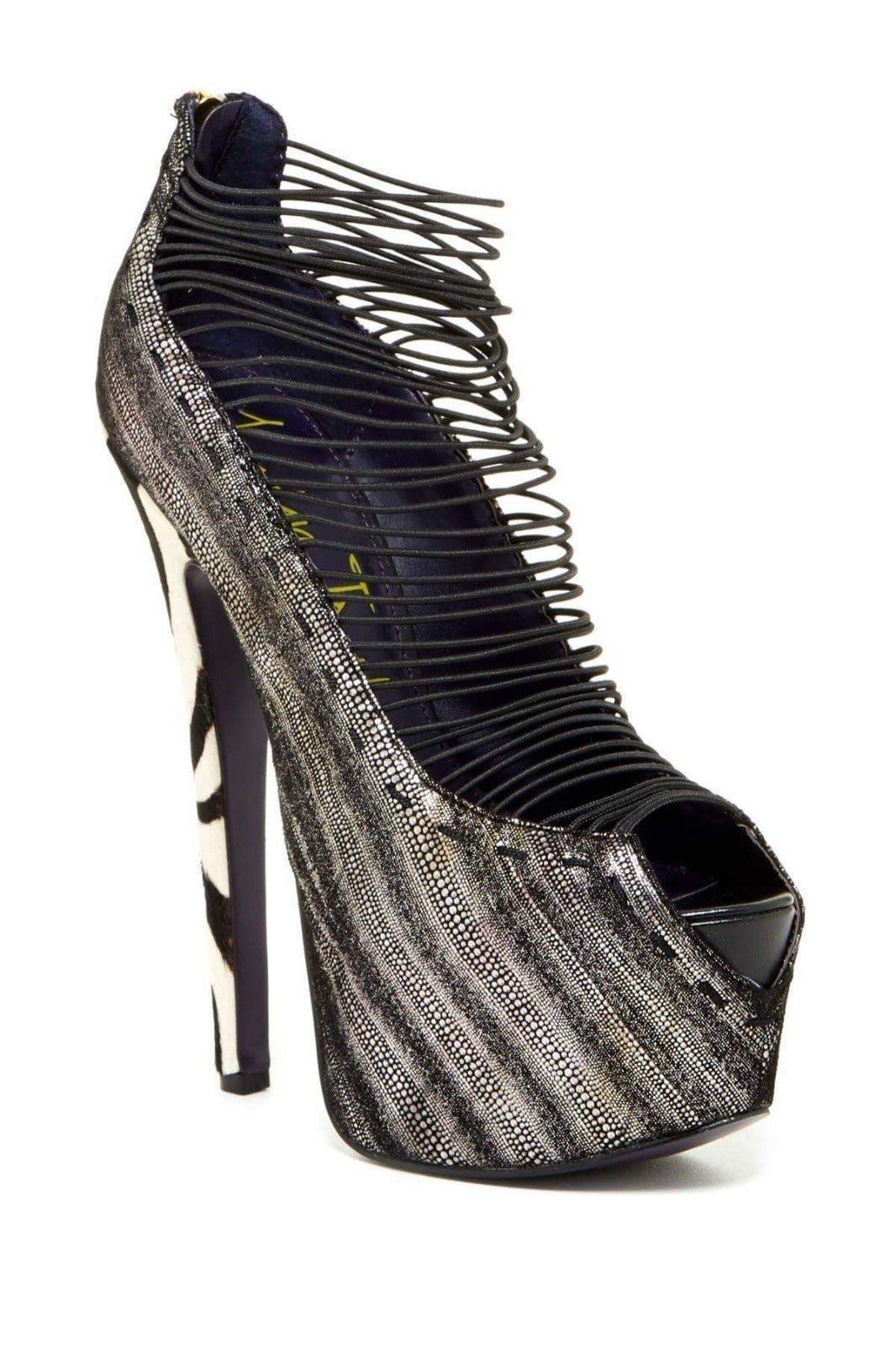 NIB London Trash Crush Zebra Print Ponyhair Leather Platform Heels 8.5