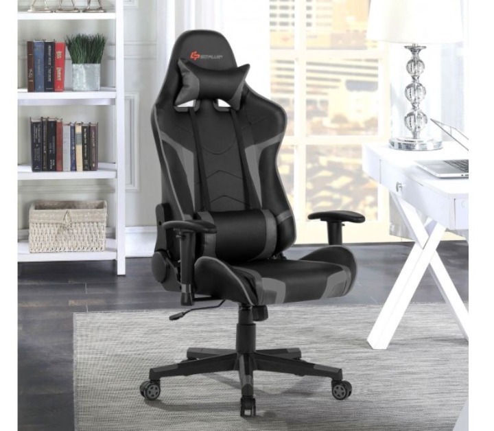 Reclining Swivel Massage Gaming Chair with Lumbar Support L1