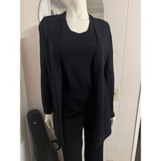 St. John Womens Small Santana Knit Open Cardigan & Short Sleeve Top Set Vintage