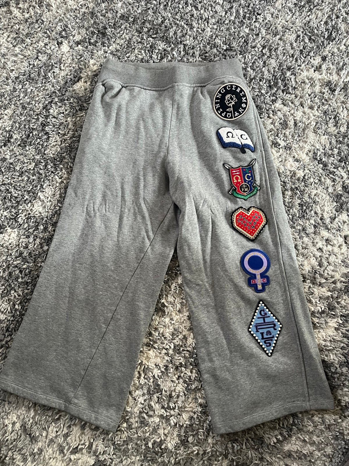 Opening Ceremony Sorority Patch Cropped Wideleg Sweatpants size S
