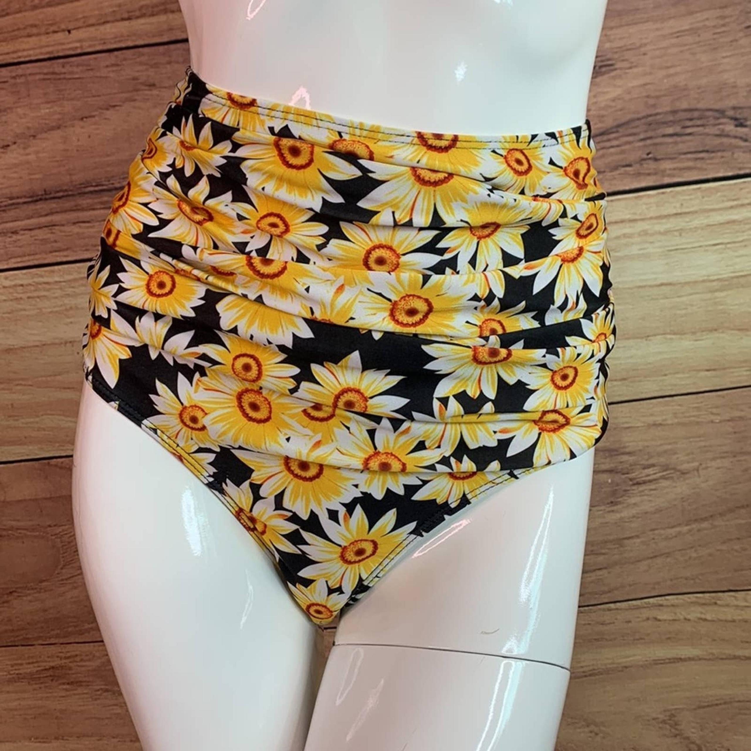 RoseGal sunny flower print sunflower daisy pattern bikini swimsuit bottom 1x 14