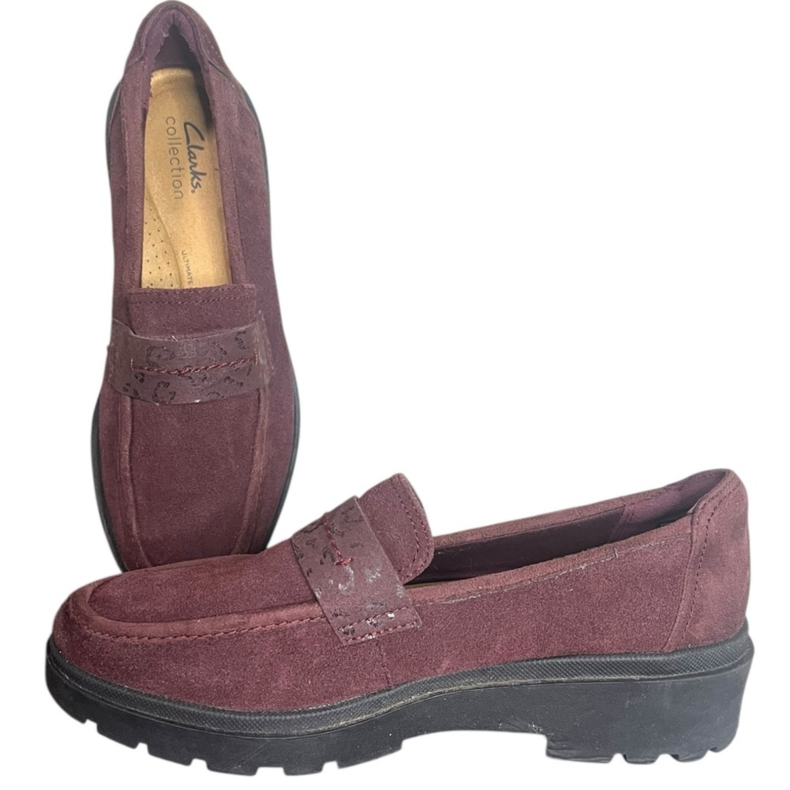 CLARKS Calla Ease Dark Burgundy Loafer Flat Women’s Size 8.5
