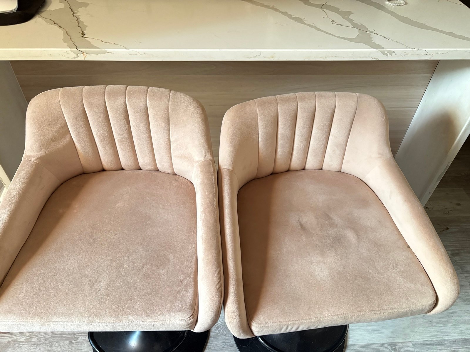 2 velvet tan adjustable stools