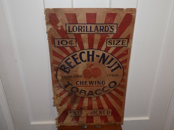 Vintage Beech-Nut Chewing Tobacco Cardboard Sign