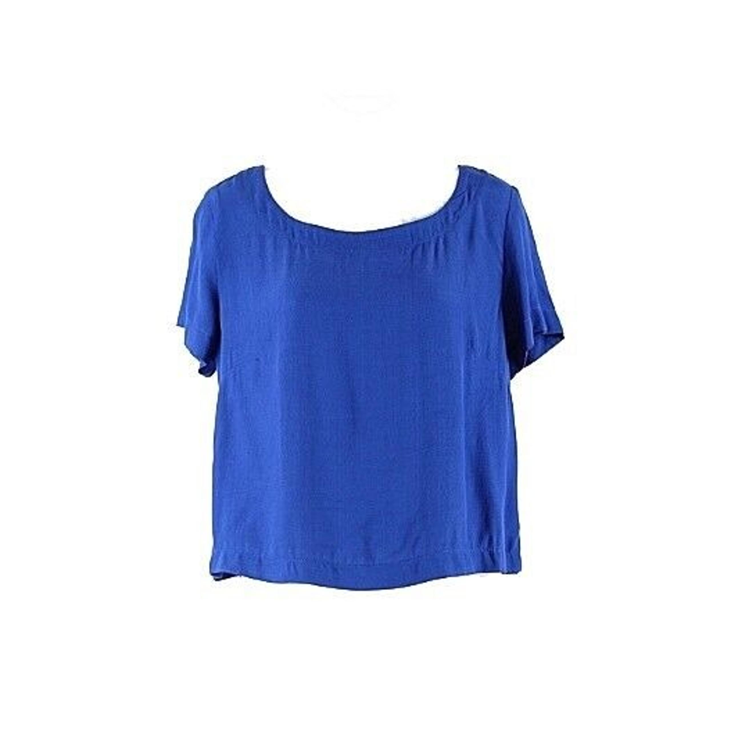 Socialite NEW Size L Royal Blue Button Back Cropped 100% Rayon Top