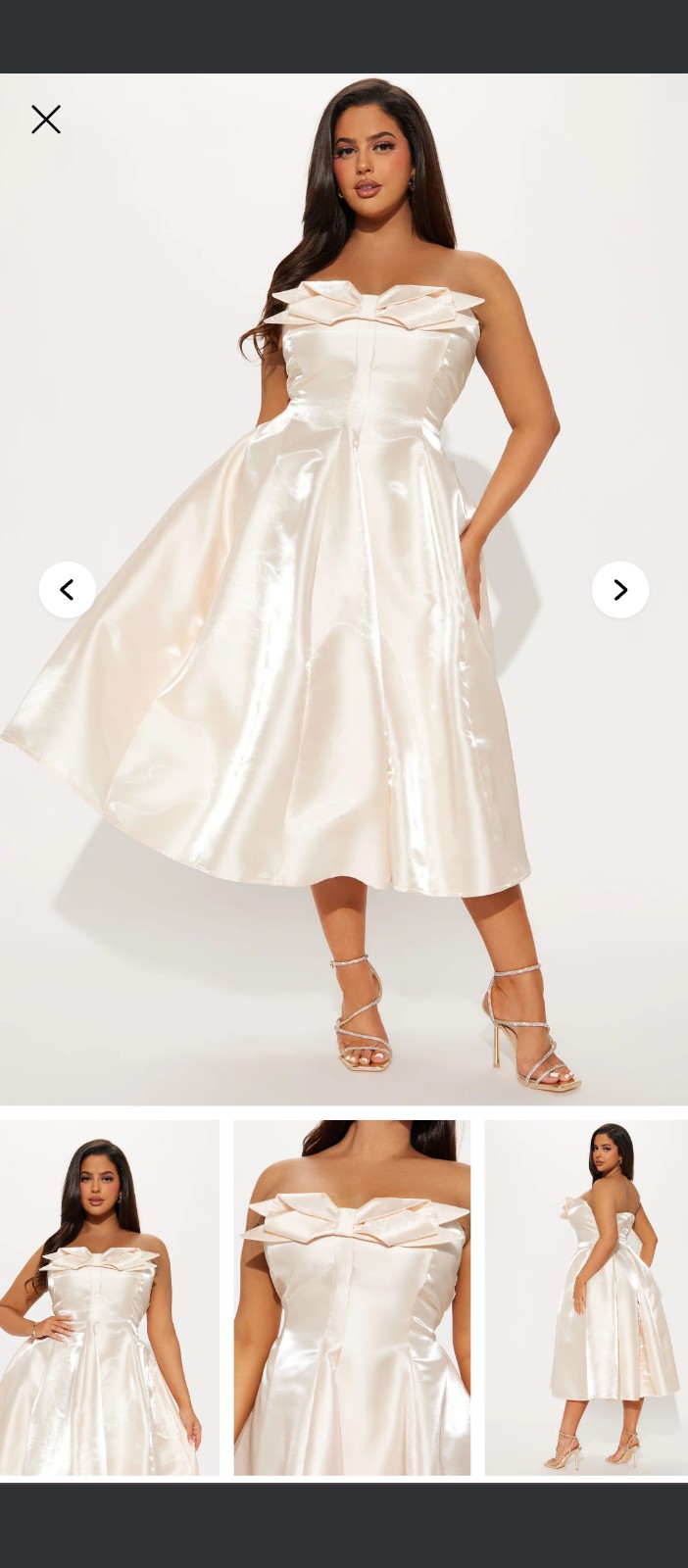 Lucille Bow Taffeta Midi Dress - Champagne