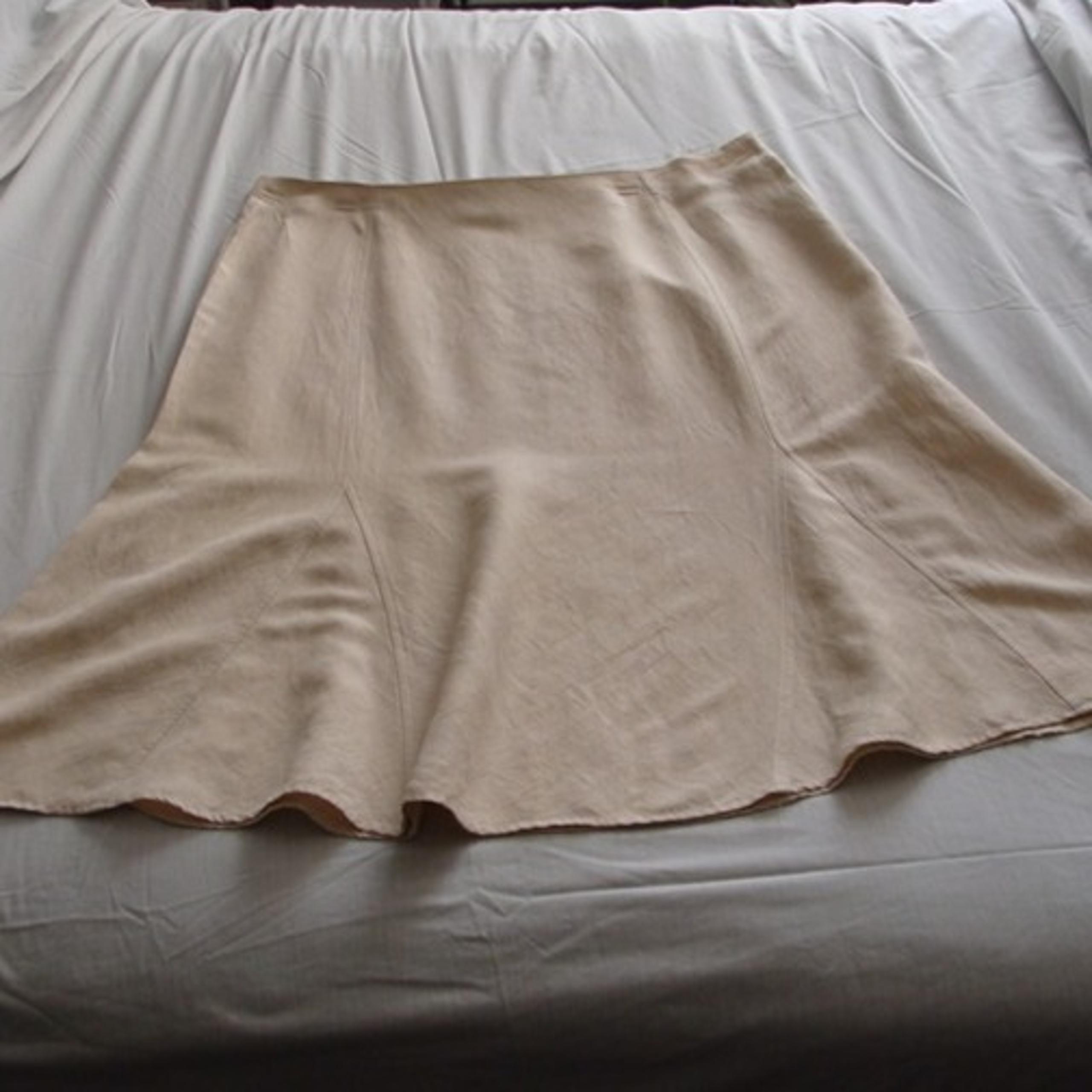 AVENUE Light Beige Unlined LINEN Blend A-LINE SKIRT Sz 18