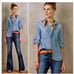 Anthro Cloth & Stone Split Tail Chambray Blouse