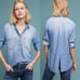 Anthro Cloth & Stone Split Tail Chambray Blouse