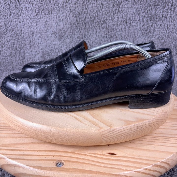Salvatore Ferragamo Penny Loafer Mens Size 11.5 Leather Black Shoe Made in Italy