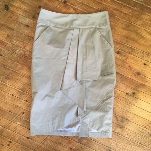 Reiss faux wrap tan elevated basics minimalist pencil skirt