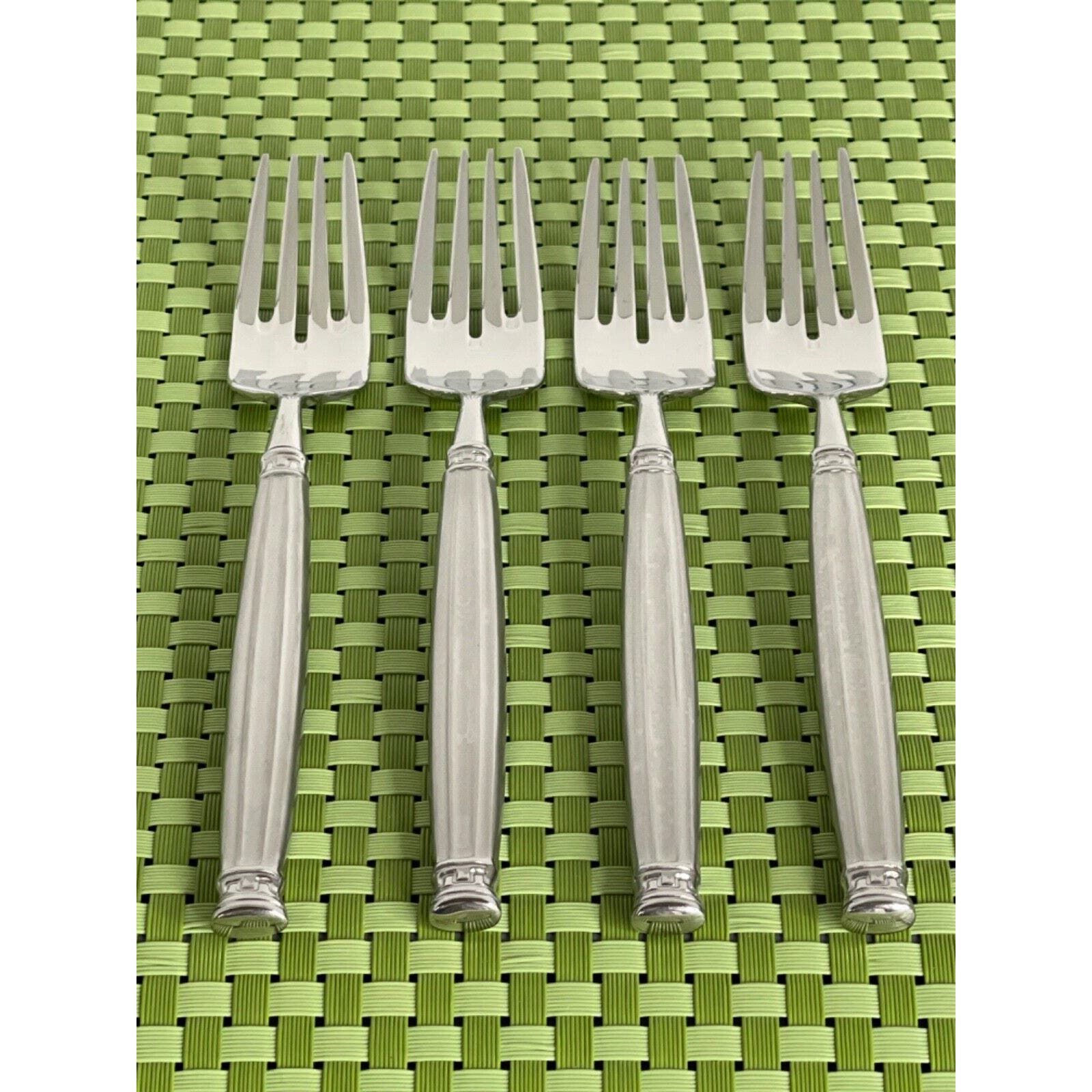 Oneida OLYMPIA Stainless 4 Salad Forks 18/10 Korea Frosted Handle Flatware A8VG