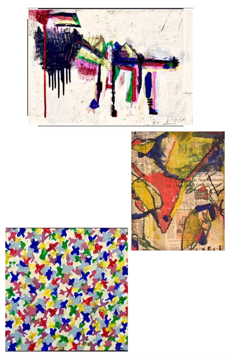 LOT 3 Canvas Wood Pop Art Paintings