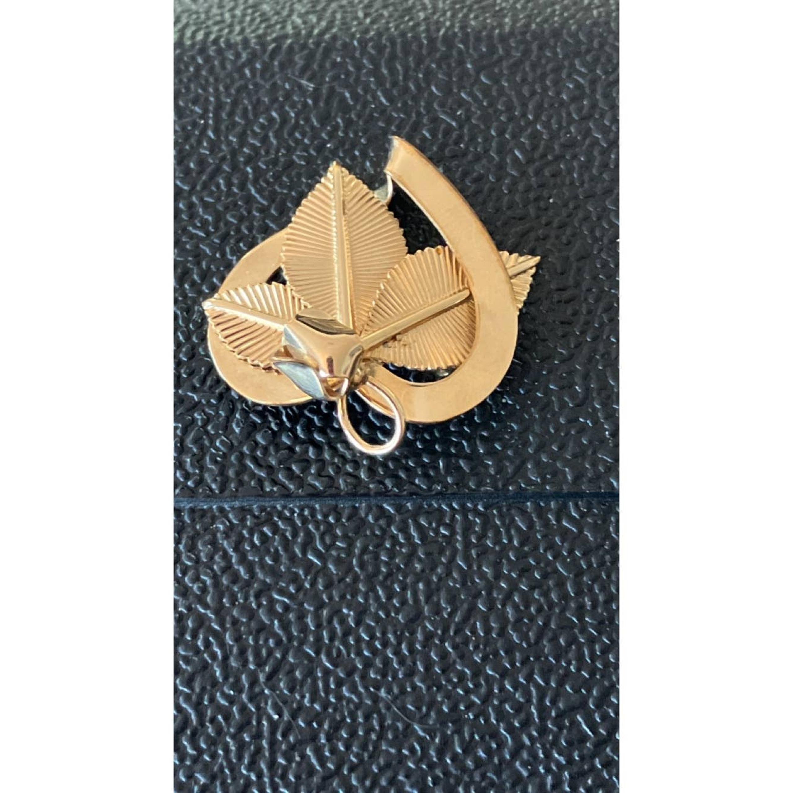 Van Dell 12K GF Heart with Rosebud and Leaves Brooch VINTAGE