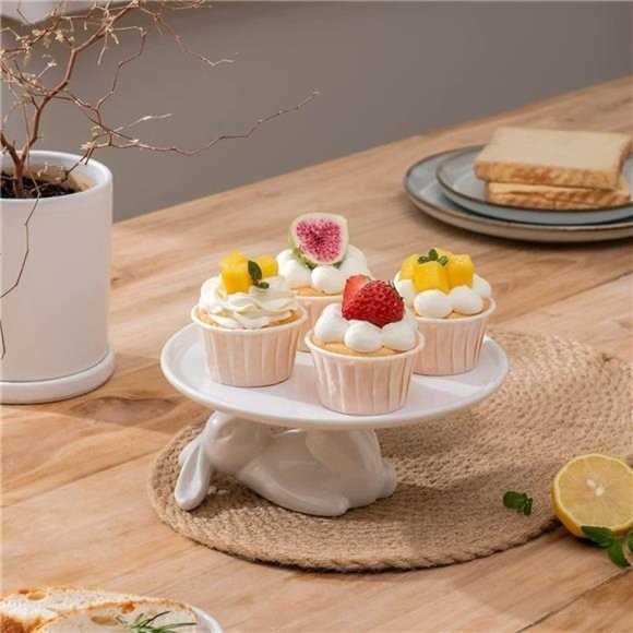 Cupcake Stand, Easter Decorations, Ceramic Dessert Plates for Eggs and Cookies