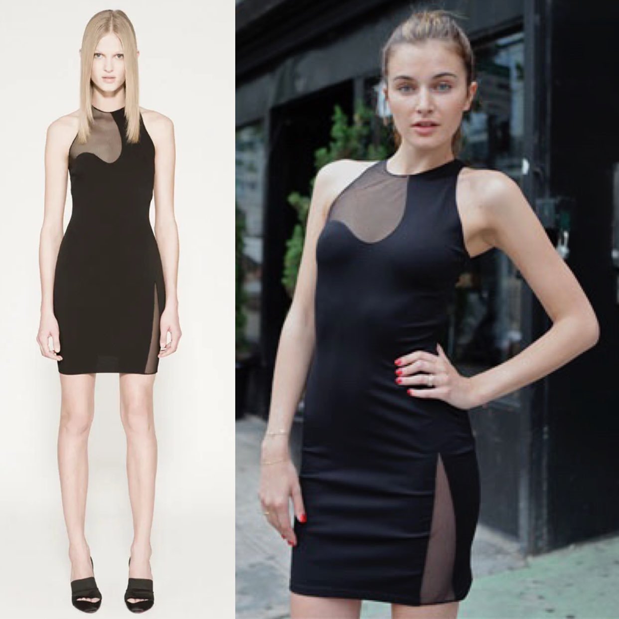 Alexander Wang Fitted Cut Out Jersey Bodycon Black Dress Netting Cutout Detail