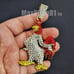 Hip Hop Gold Jewerly PT Large Chicken Pendant 15mm 18 Iced Cuban Chain Necklace