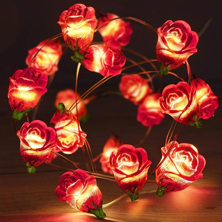 Valentine Romantic Red Rose String Lights