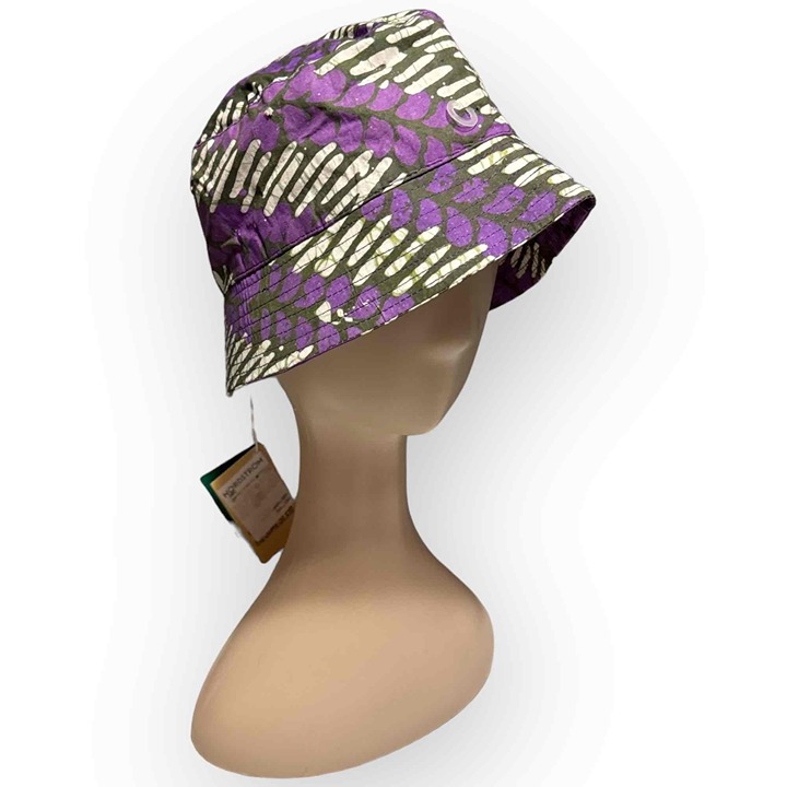 NWT Meji Meji Adire Bucket Hat – Purple, Black & White Abstract Print