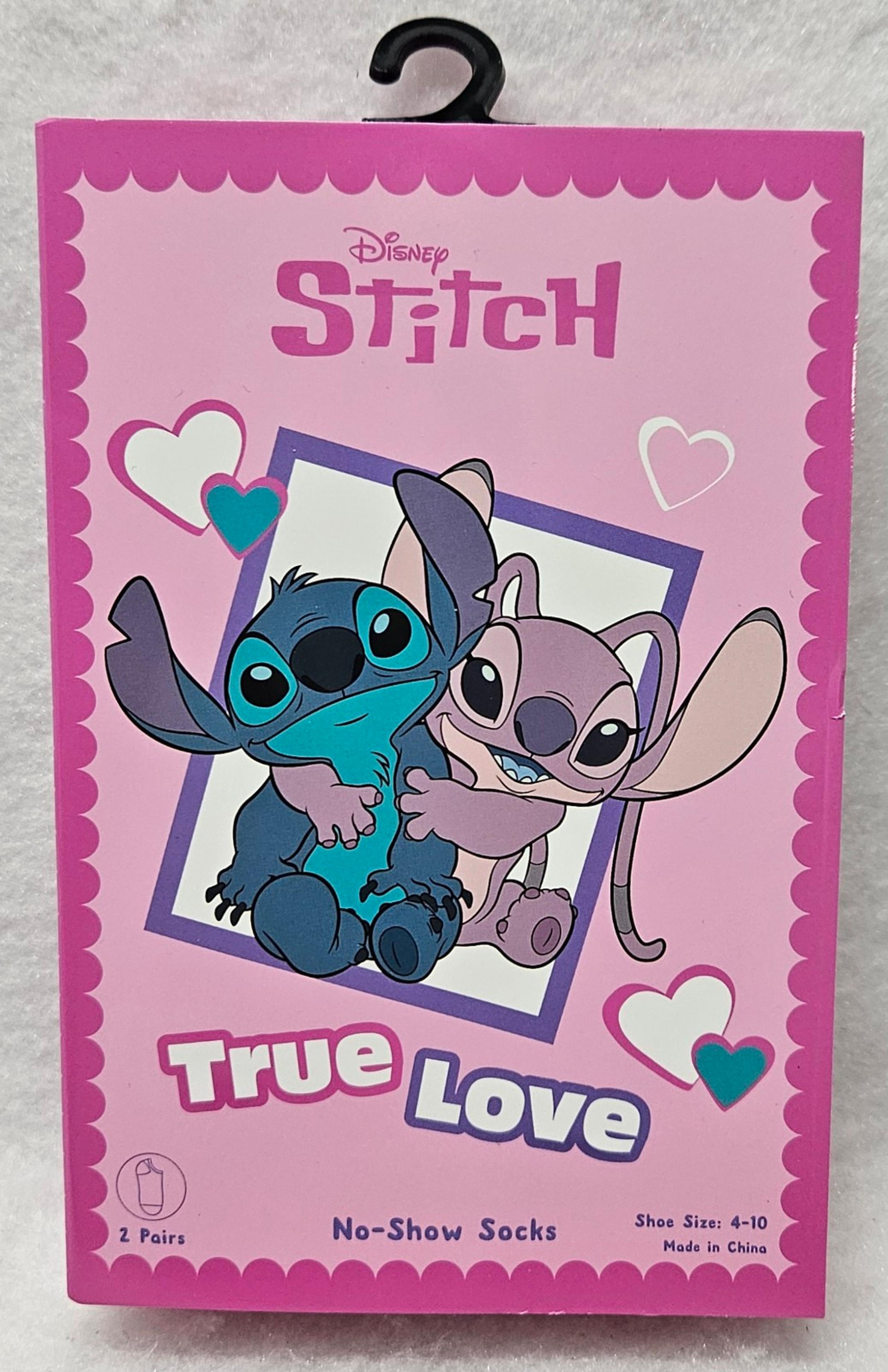 Disney Stitch "True Love" Women's Valentine's Day No-Show Socks Gift Set, 2-Pack