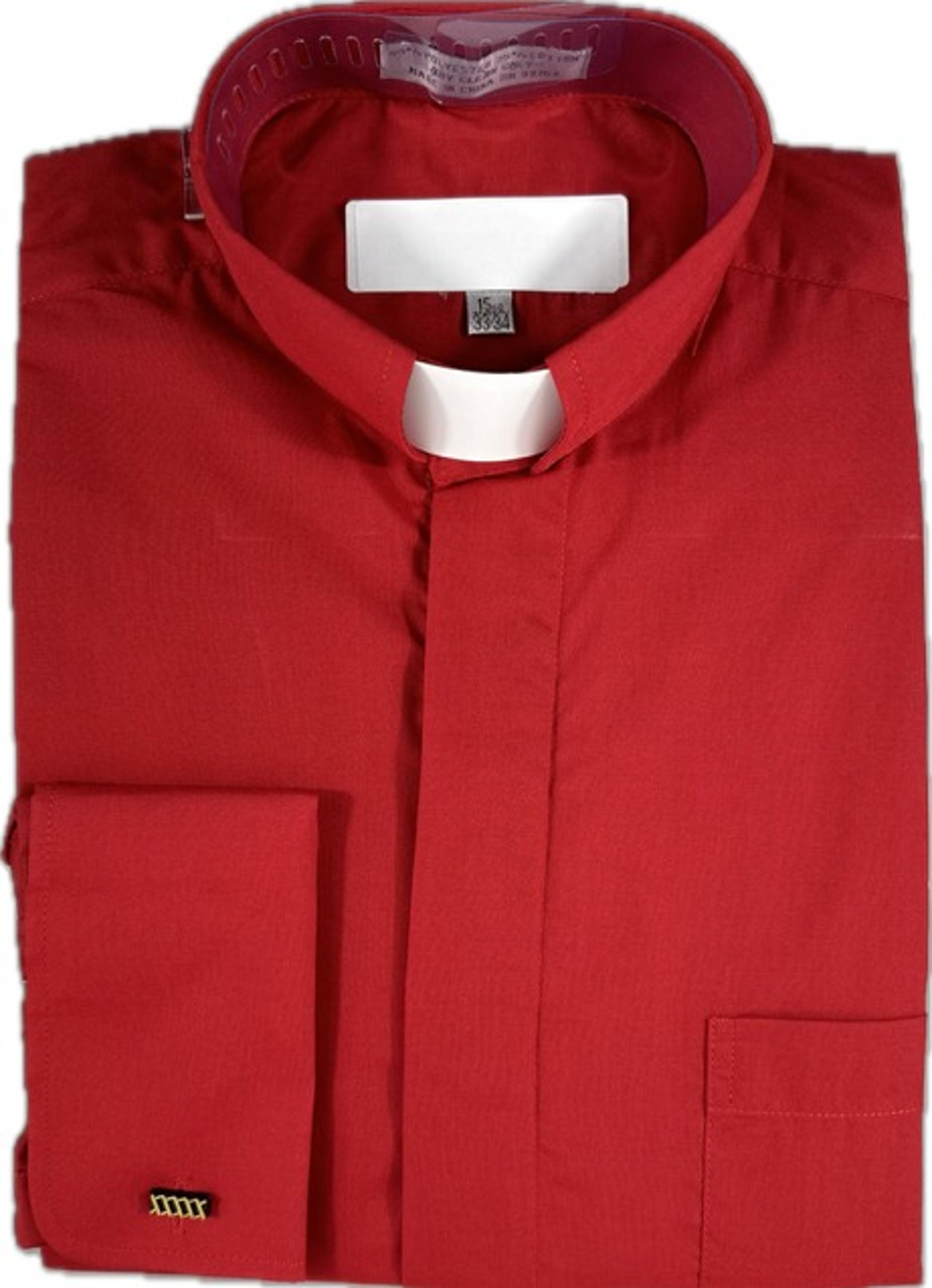 Daniel Ellissa Men's Clergy Shirt Red White Tab French Cuffs Size 17.5 36/37