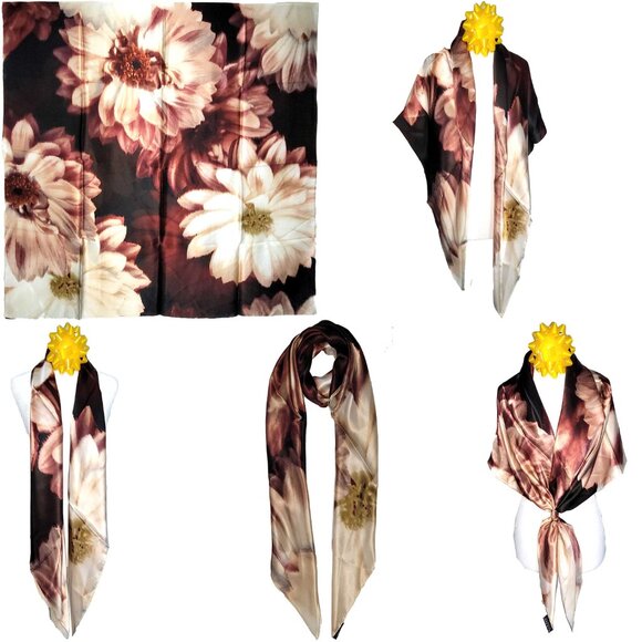 NWT Genuine 100% Mulberry Silk Satin Scarf 42 x42 Large Square Shawl 59671