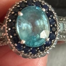 Blue Topaz Sapphire Sterling Silver Ring