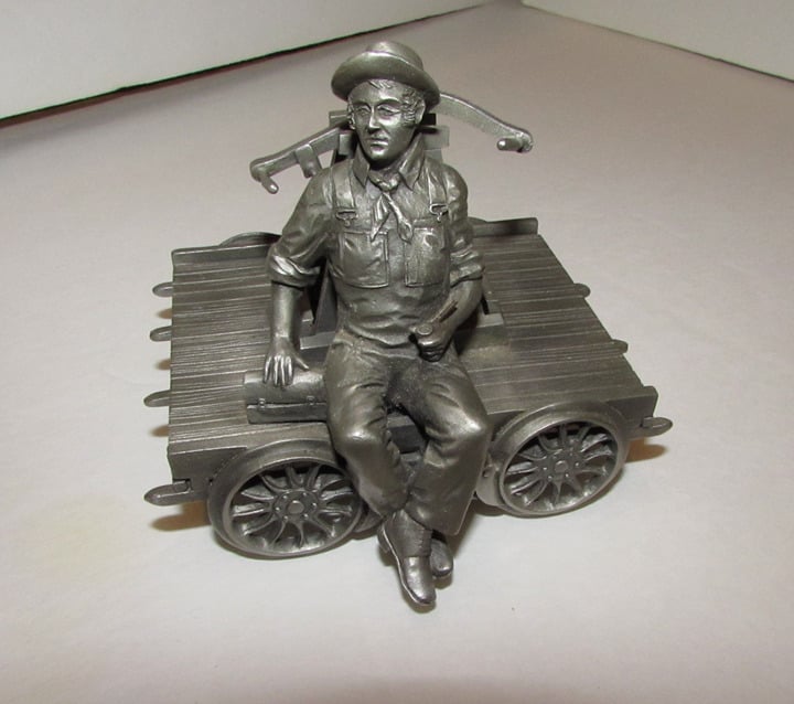 Vintage The Railroad Worker Fine Pewter Signed Ron Hinote 1978