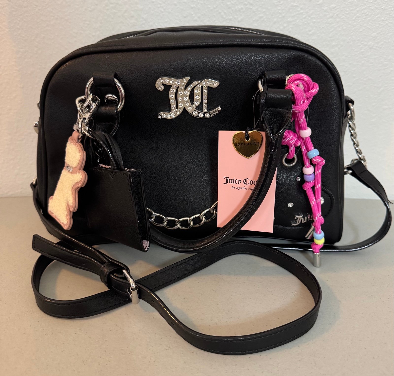 Juicy Couture Juicify Black Satchel Crossbody With Charms