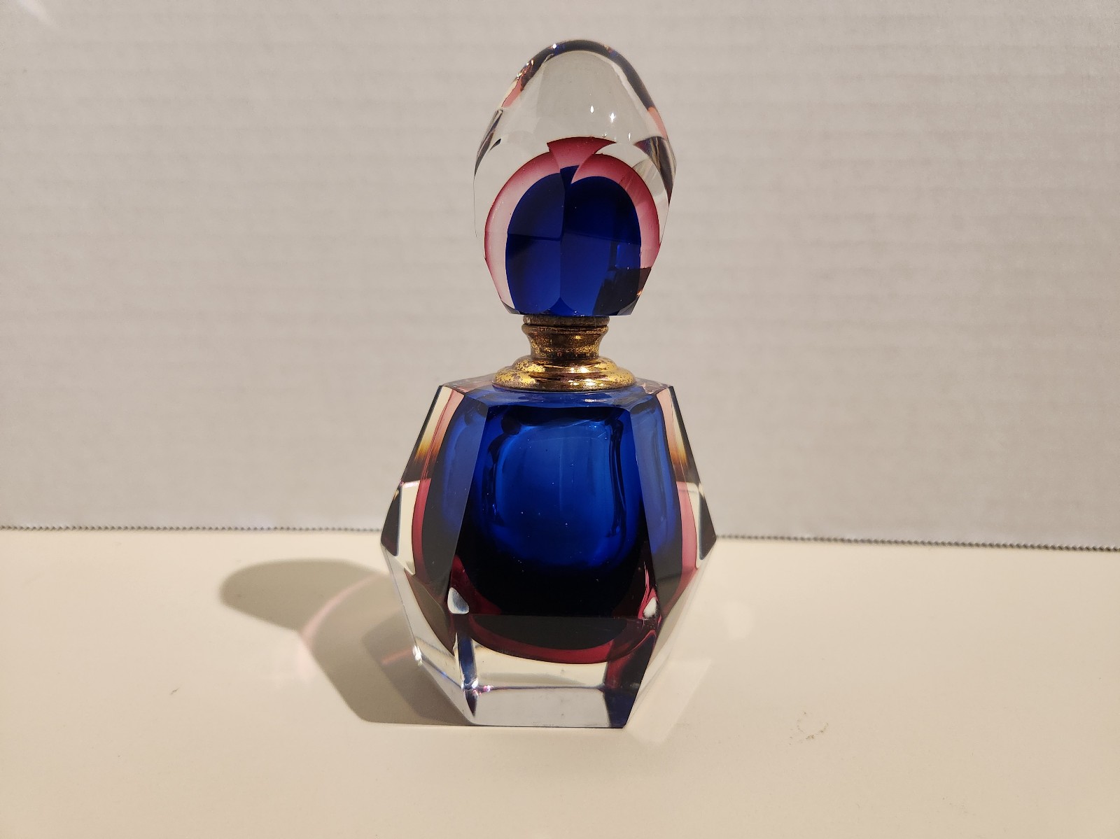 Vintage crystal cobalt blue gradiant perfume bottle