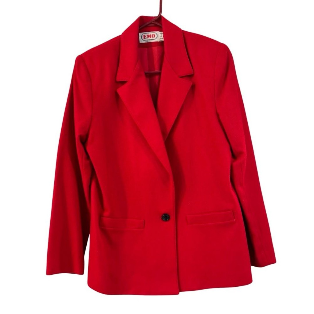 Vintage EMO Wool Red Blazer Jacket Made in USA Size 8