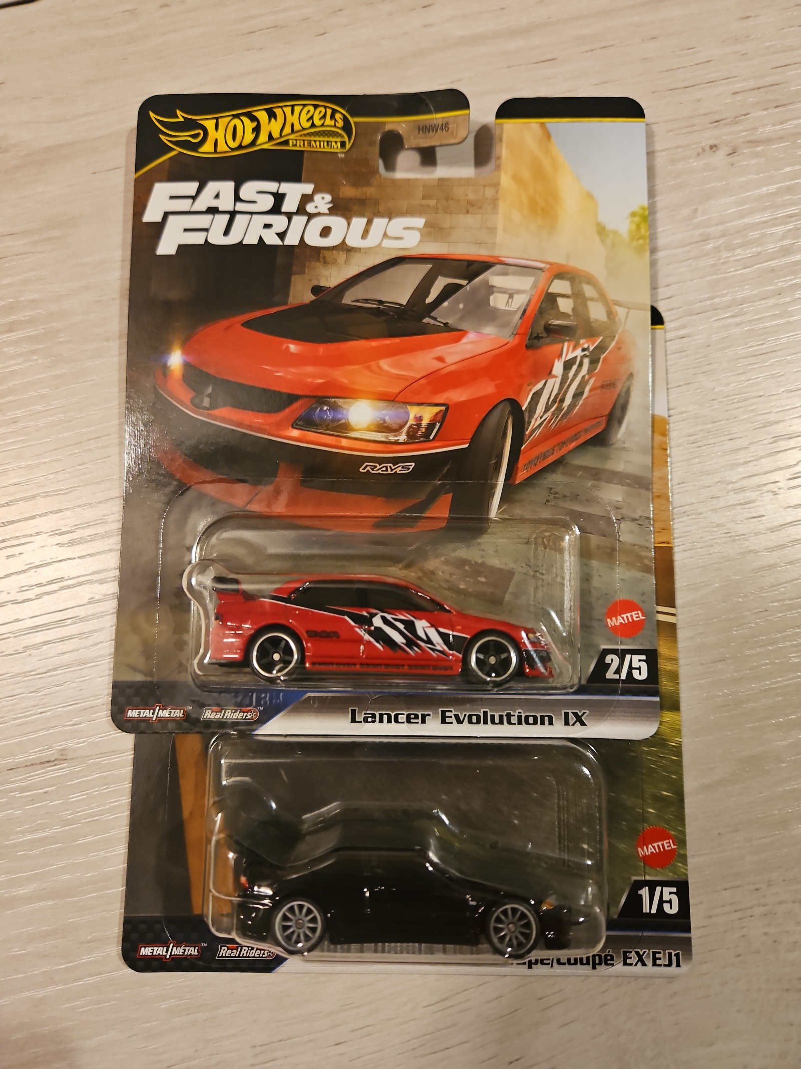 2x Hot Wheels Fast & Furious Lancer Evolution and Honda Civic Coupe