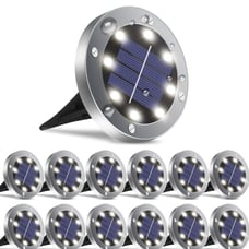 OULONGER Solar Ground Lights 12 Pack Solar Lights Outdoor Waterproof White Light